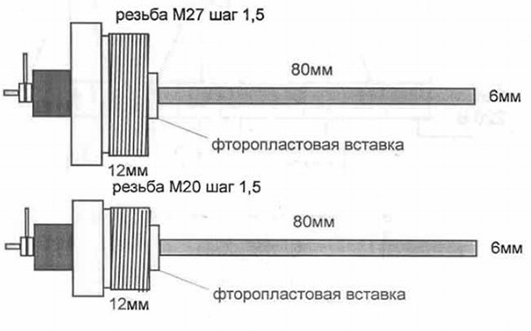 Схема габаритных размеров датчиков