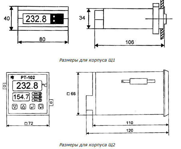 Габаритные размеры РТ-0102
