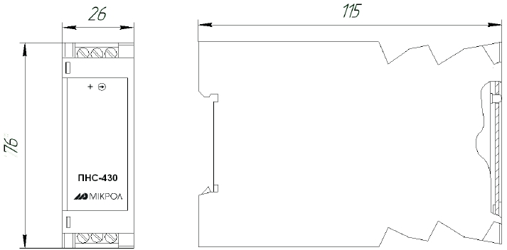 Схема габаритных размеров ПНС-430