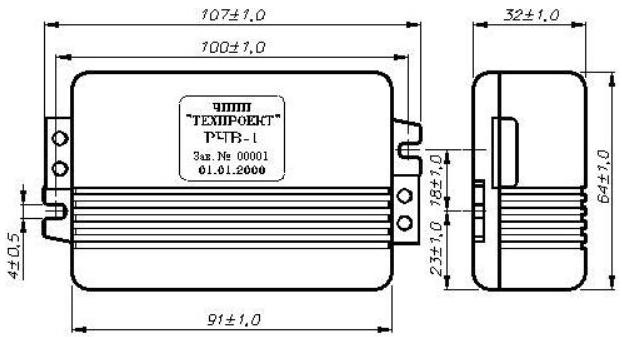 Схема габаритных размеров регулятора РЧВ-1