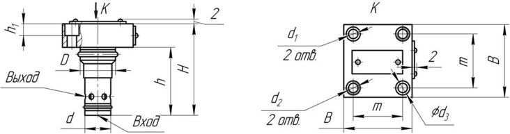Габаритные размеры гидроклапанов МКОВ-М