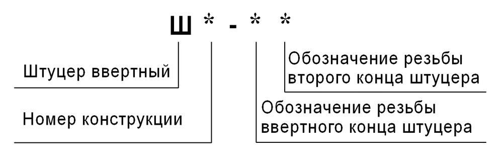 Схема обозначения штуцера Ш1 при заказе