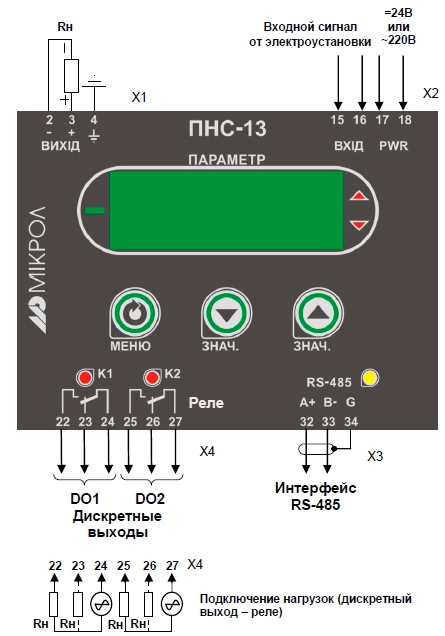 Схема внешних соединений ПНС-13