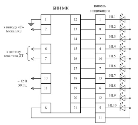 Схема подключения блока БИН-МК