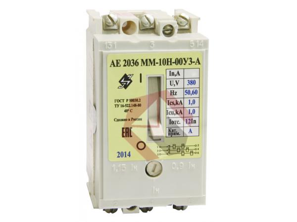Автоматический выключатель AE 2036ММ-20Н-00У3-А-0.8А-12In фото 1