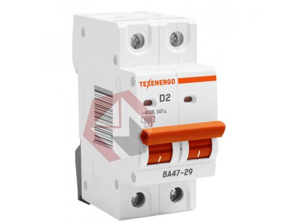 Автоматический выключатель ВА 4729 2п    2А    6кА Texenergo хар-ка D фото 1