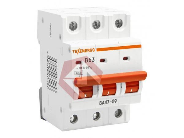 Автоматический выключатель ВА 4729 3п   63А   6кА Texenergo хар-ка B фото 1