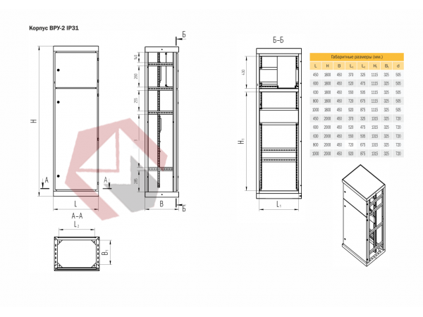 Корпус ВРУ-2 1800х450х450   IP31 без б/п   RAL 7035 серый TEXENERGO фото 3