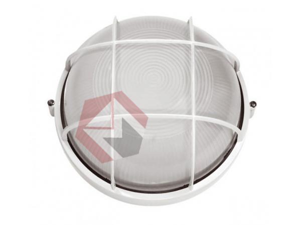 Светильник НПП 03-60-1302 белый круг с решеткой  60Вт IP65 фото 1