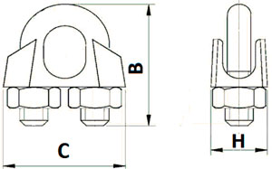 Рис.1. Габаритный чертеж зажима для троса