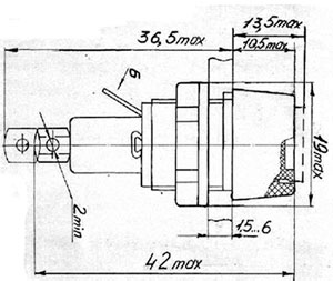 Рис.1. Габаритный чертеж держателя предохранителя ДВП 9-2