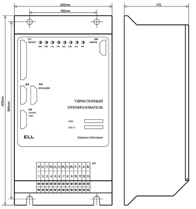 Рис.1. Чертеж преобразователя ELL 4003-222-40