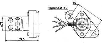 Рис.1. Схема габаритных размеров датчика ТП-227