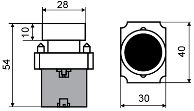 Рис.1. Чертеж кнопки XB2-BA51