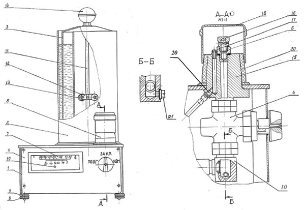 Рис.1. Чертеж прибора для определения газопроницаемости 04116
