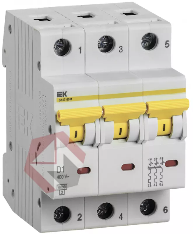 Автоматический выключатель ВА47-60M 3п  1А  6кА ИЭК хар-ка D фото 1