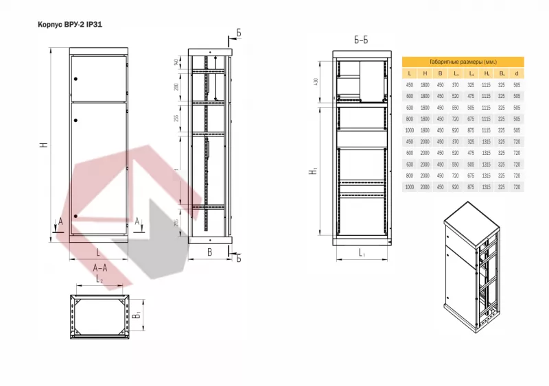 Корпус ВРУ-2 1800х450х450   IP31 без б/п   RAL 7035 серый  фото 3