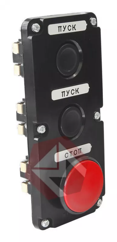 Пост кнопочный ПКЕ 112-3  У3 красный гриб IP40   (карболит)  ГОСТ фото 1