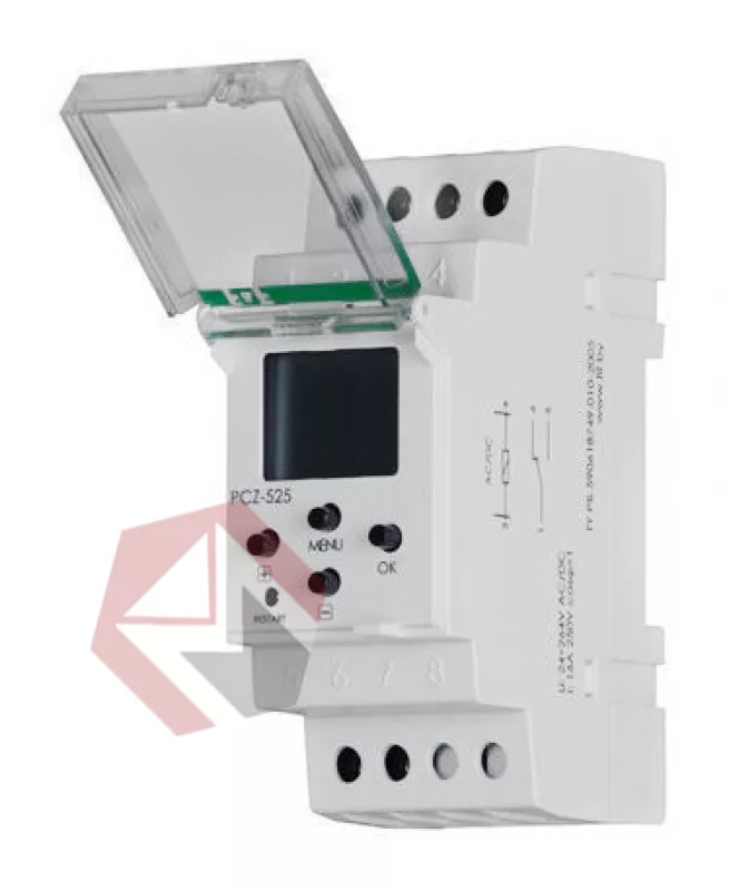 Реле времени PCZ-525   24-264В AC/DC, 16А, IP20, установка независимых программ работы по дням недели фото 1