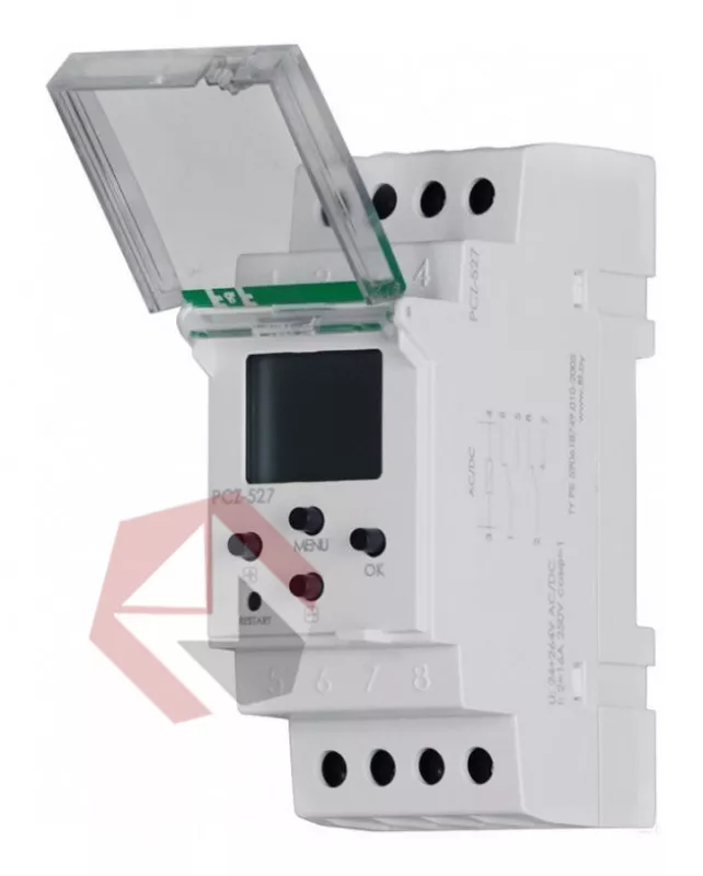 Реле времени PCZ-527    24-264В    AC/DC     2х16А    IP20    установка независимых программ работы по дням недели фото 1