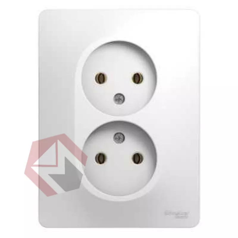 Розетка двойная без заземления без шторок,  с/у, в  сборе GLOSSA белый Schneider Electric фото 1