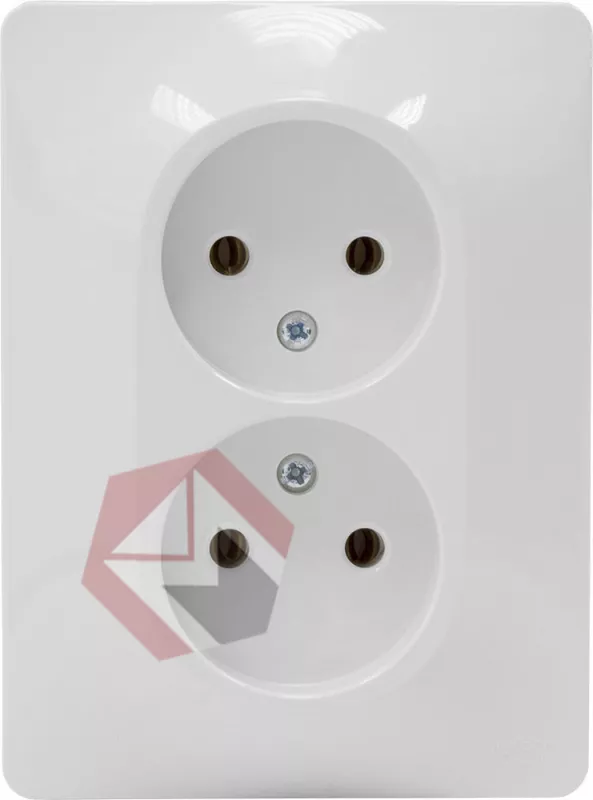 Розетка двойная без заземления без шторок,  с/у, в  сборе GLOSSA белый Schneider Electric фото 2