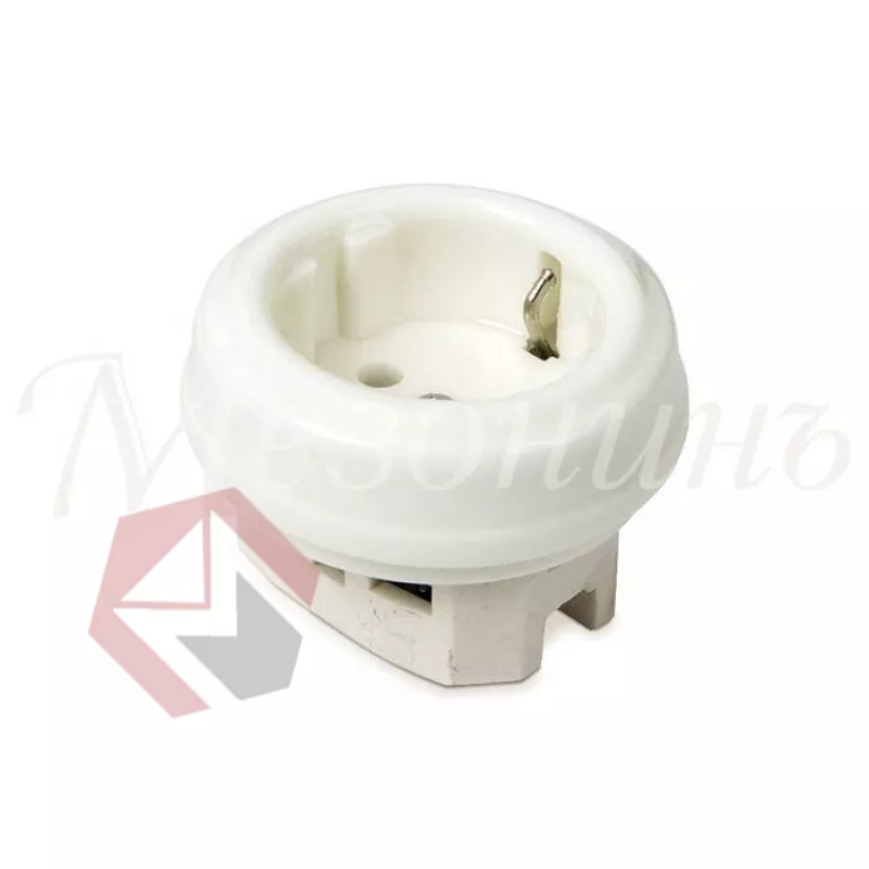 Розетка фарфор, двухполюсная, с з/к  белая  (D70x20,16А, 250В, IP20, без подъемной рамки фото 1