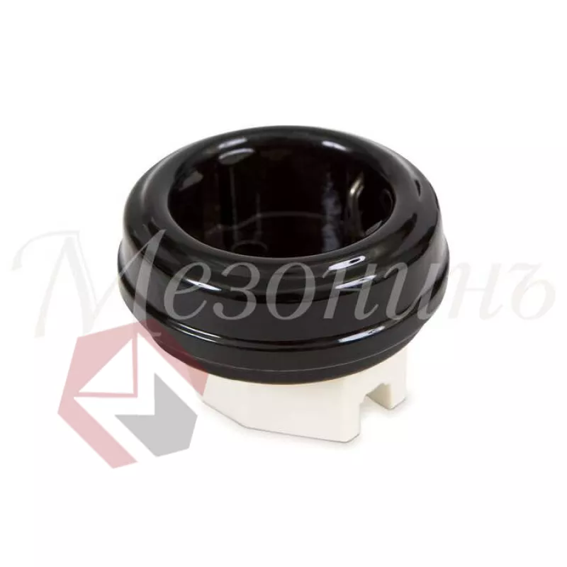 Розетка фарфор двухполюсная, с з/к  черный (D70x20,16А, 250В, IP20, без подъемной рамки фото 1
