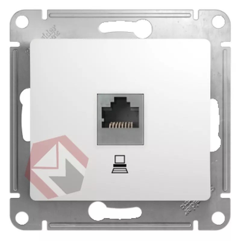 Розетка компьютерная RJ45 категория 5E  с/у, механизм GLOSSA белый Schneider Electric фото 1