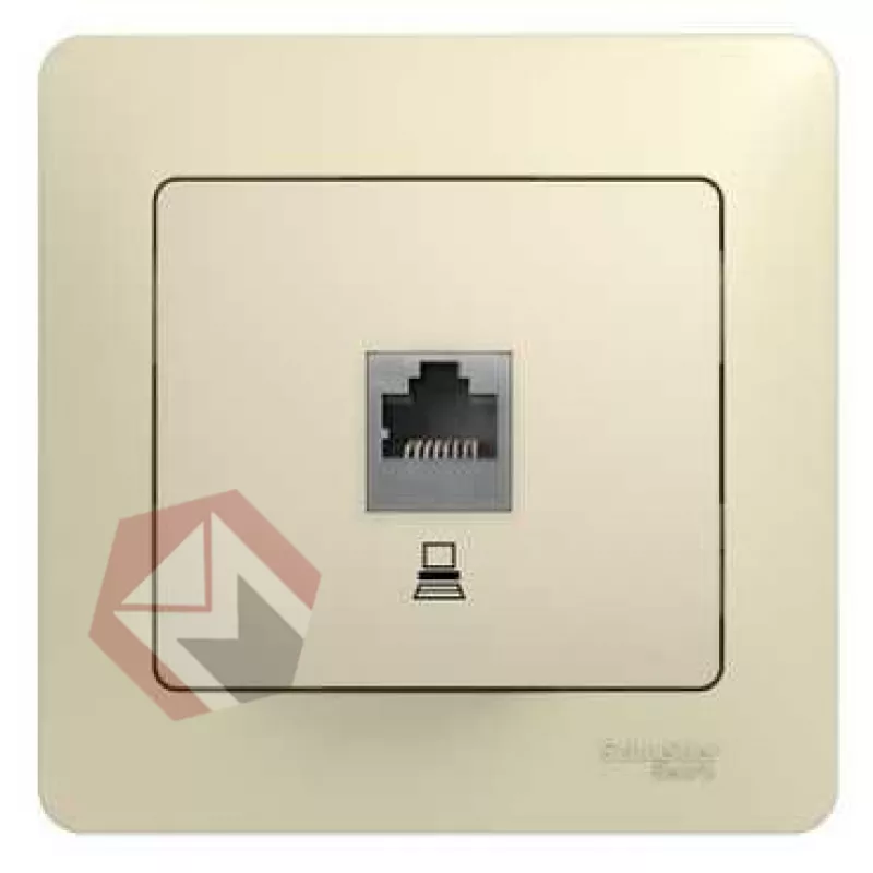Розетка компьютерная RJ45 категория 5E  с/у, механизм GLOSSA бежевый Schneider Electric фото 1