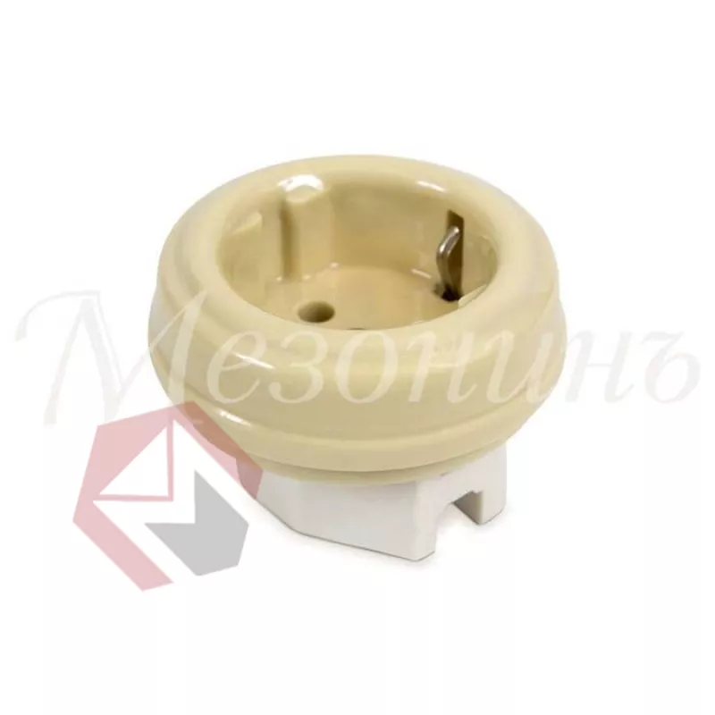 Розетка Розетка фарфор двухполюсная, с з/к (D70x20,16А, 250В, IP20, без подъемной рамки фото 1