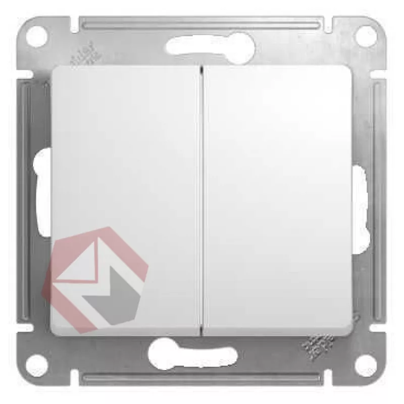 Выключатель 2-клавишный без индикации,  с/у, механизм GLOSSA белый Schneider Electric фото 1