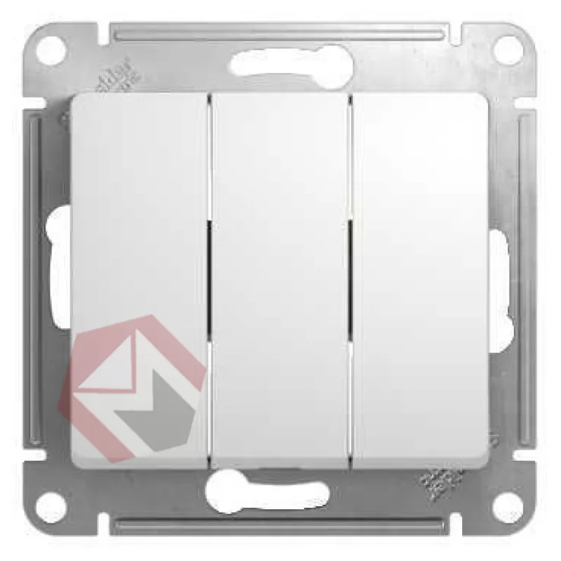 Выключатель 3-клавишный без индикации,  с/у, механизм GLOSSA белый Schneider Electric фото 1
