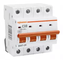 Автоматический выключатель ВА47-29 4п   10А   6кА  хар-ка С фото