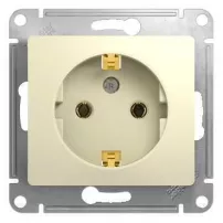 Розетка с заземлением без шторок,  с/у, механизм GLOSSA бежевый Schneider Electric фото