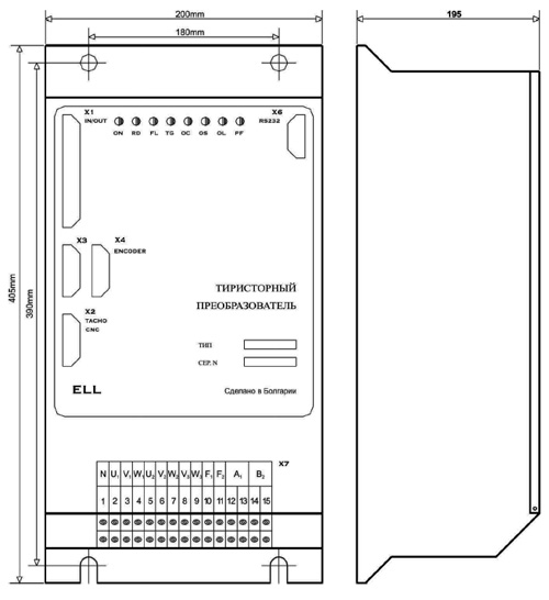 Рис.1. Габаритный чертеж преобразователя ELL 4011-222-40