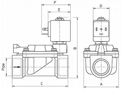 Рис.1. Чертеж электромагнитного соленоидного клапана ODE 21W5ZE350 